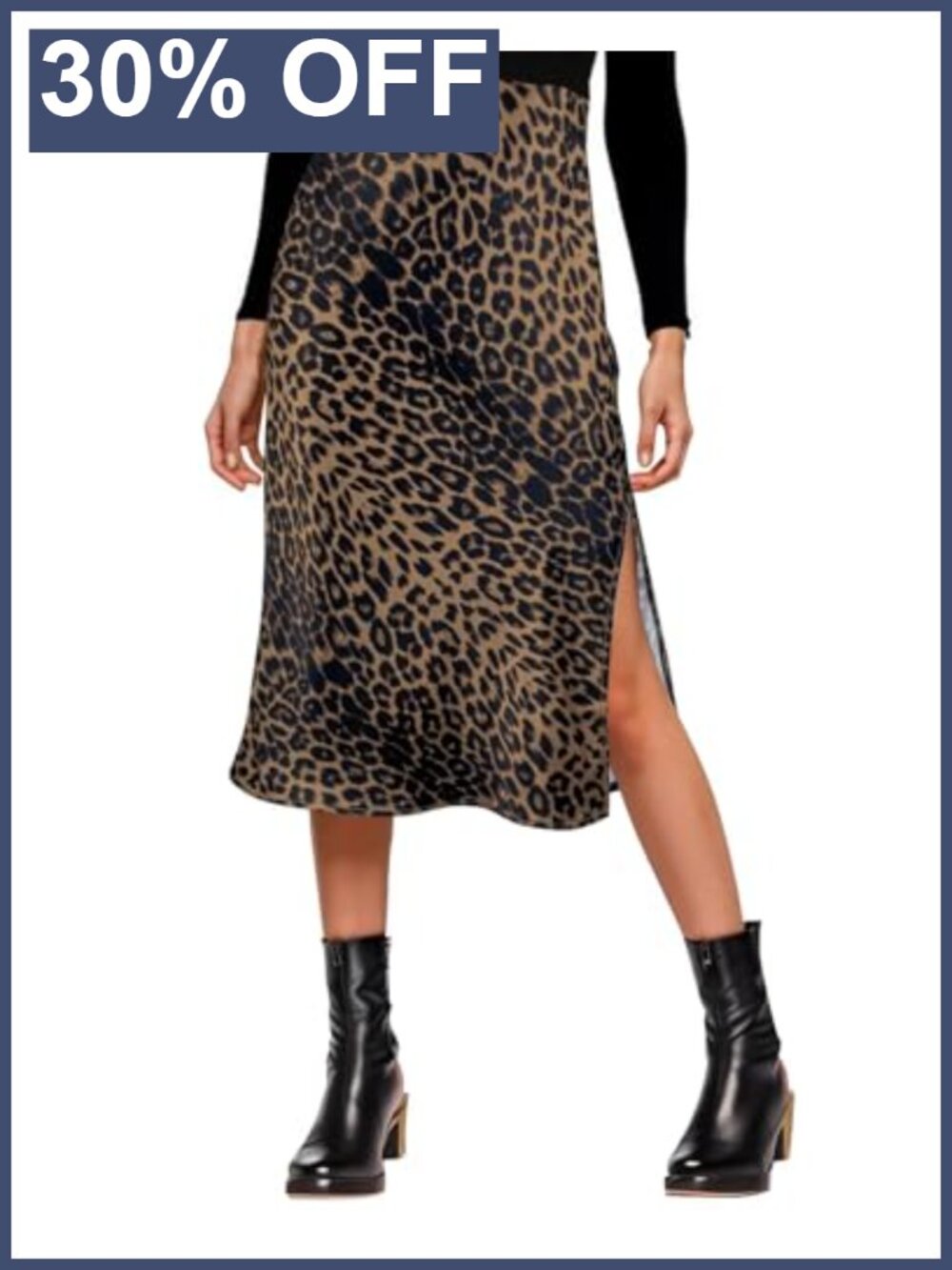 Satin Silk High Waist Slit Midi Skirt Pull On Womens